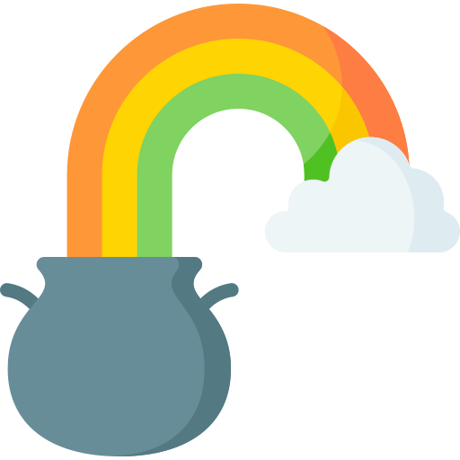 pot of gold at the end of a rainbow, signifying the destination