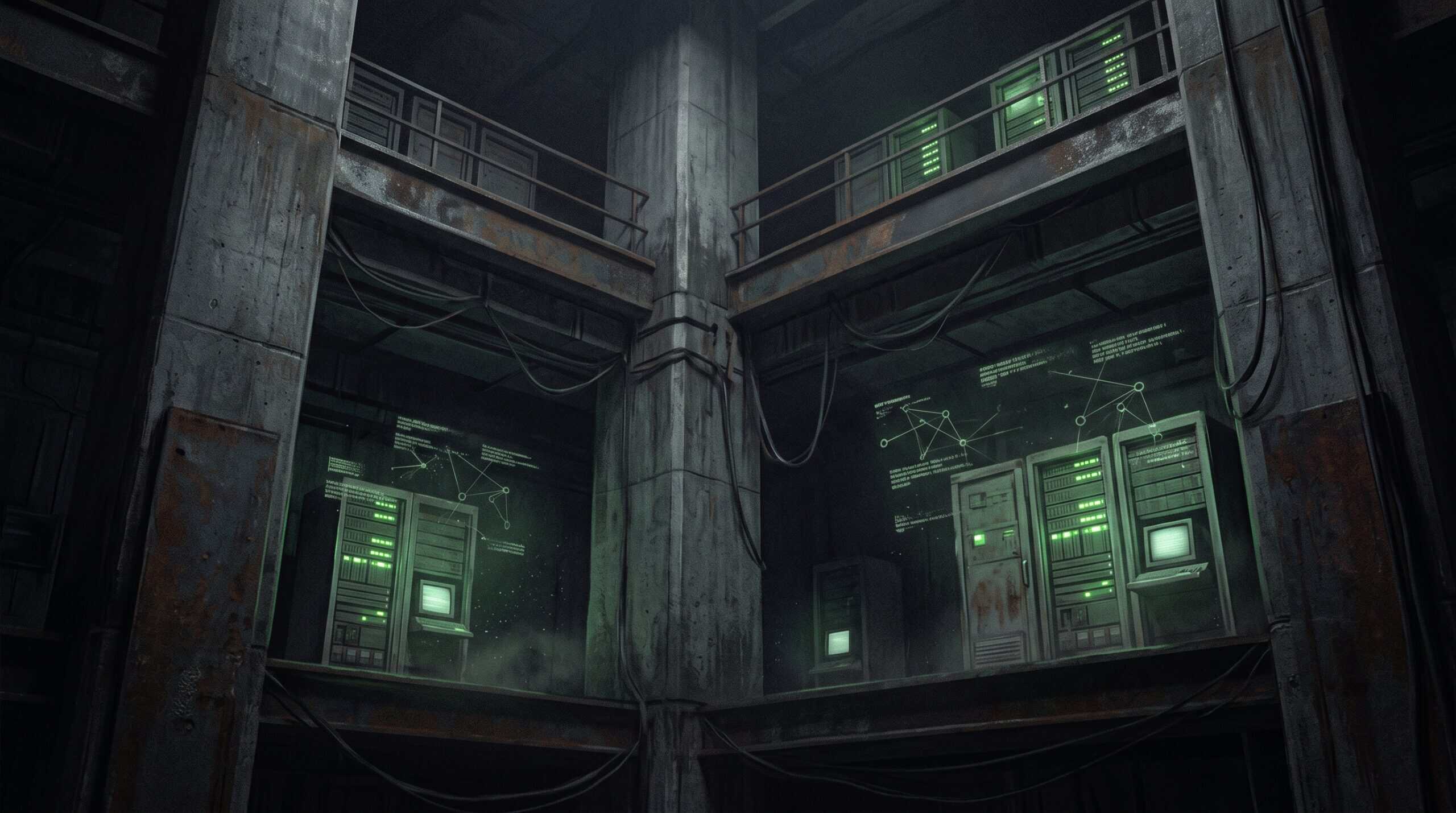 Green-lit servers in a decaying industrial data centre